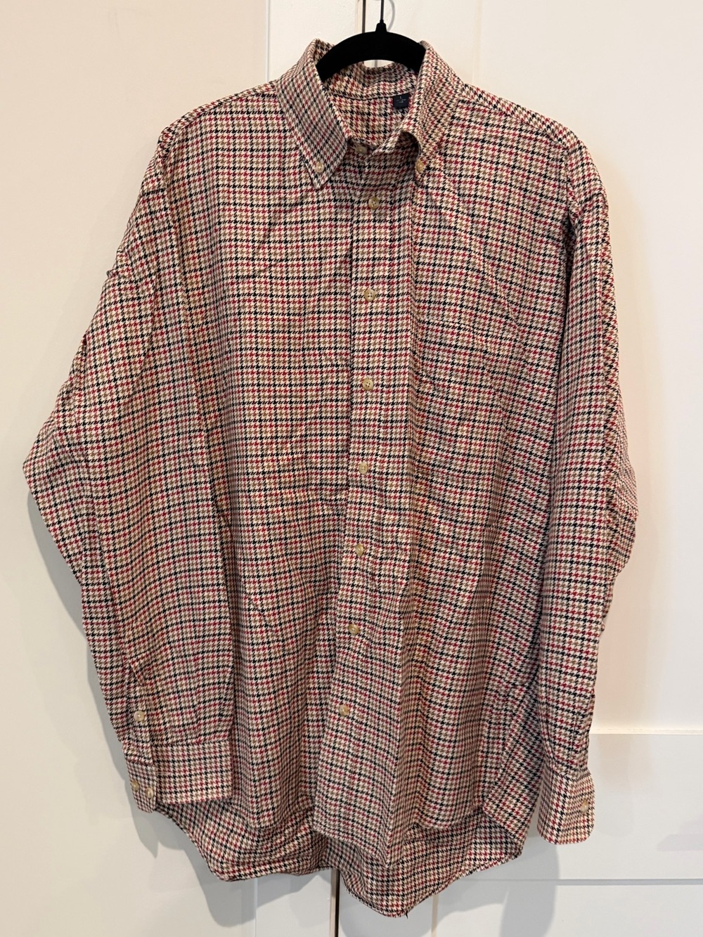 Burberry Vintage Checked Houndstooth Button-Up Shirt Sz Large EUC Preppy Luxury - Picture 3 of 11